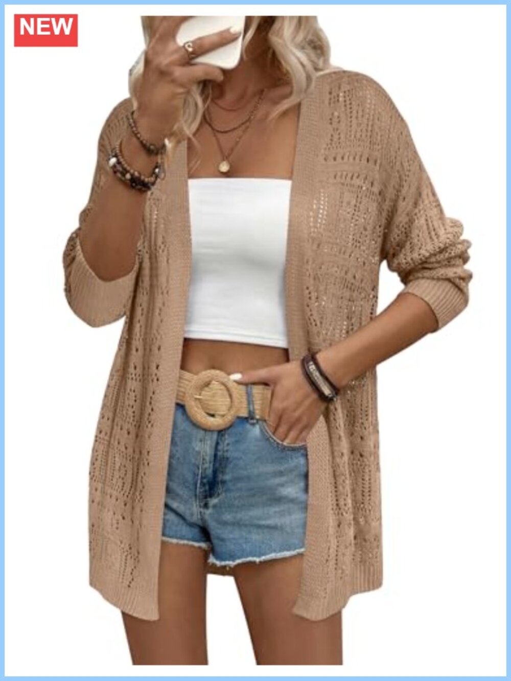 Zeagoo Womens Crochet Cardigan Sweater Lightweight Boho Kimono Long Sleeve Open